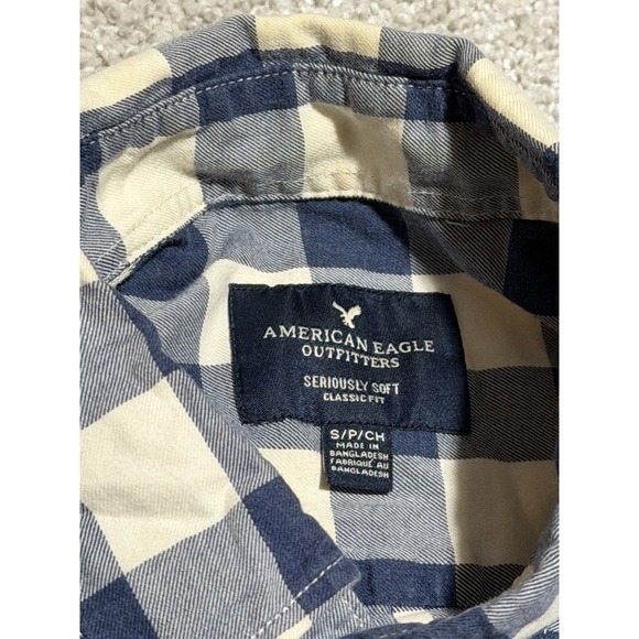 American Eagle Women's‎ Dress Long Sleeve Button Up Down Sz Small Blue Checkered - Picture 4 of 6